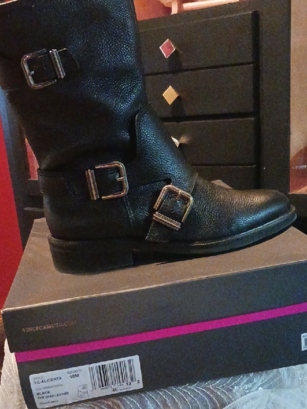 Vince Camuto Black Leather Boots - Size 10M/42